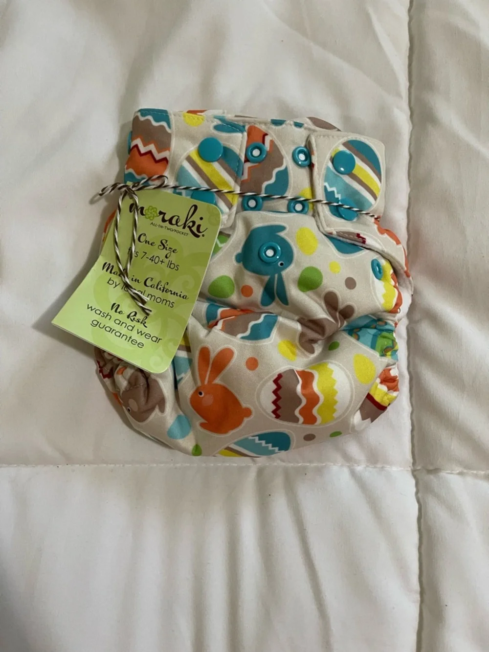 Moraki Kids All-in-Two Pocket Cloth Diaper - Colorful Easter Egg Print